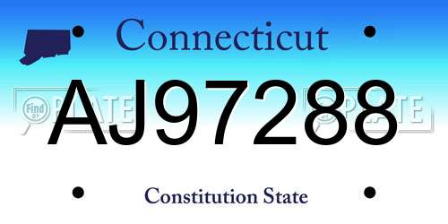 AJ97288 Connecticut License Plate