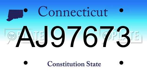 AJ97673 Connecticut License Plate