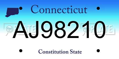 AJ98210 Connecticut License Plate