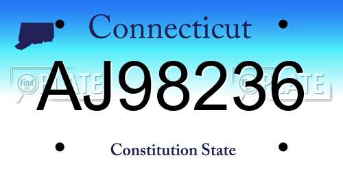 AJ98236 Connecticut License Plate