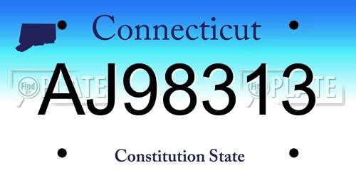 AJ98313 Connecticut License Plate