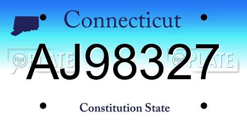 AJ98327 Connecticut License Plate