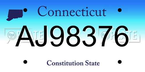 AJ98376 Connecticut License Plate