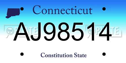 AJ98514 Connecticut License Plate