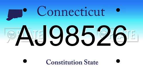 AJ98526 Connecticut License Plate