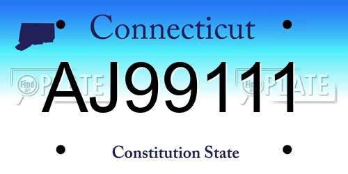 AJ99111 Connecticut License Plate