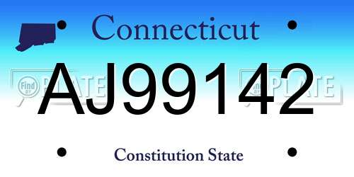 AJ99142 Connecticut License Plate