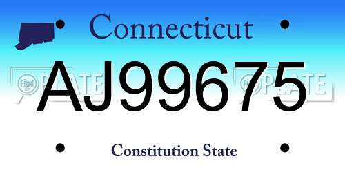 AJ99675 Connecticut License Plate