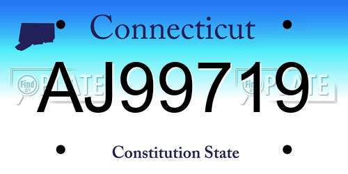 AJ99719 Connecticut License Plate