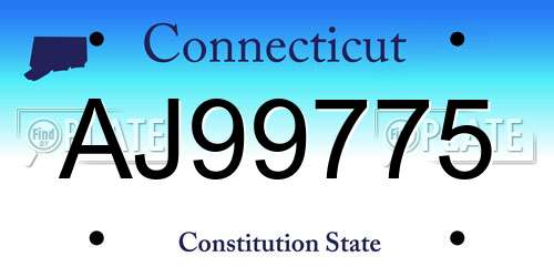 AJ99775 Connecticut License Plate
