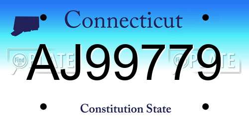 AJ99779 Connecticut License Plate