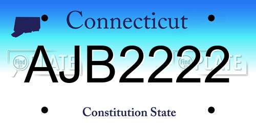 AJB2222 Connecticut License Plate