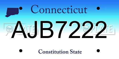 AJB7222 Connecticut License Plate