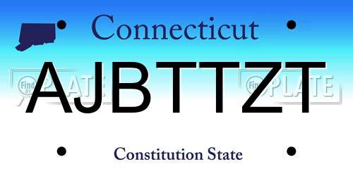 AJBTTZT Connecticut License Plate