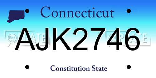 AJK2746 Connecticut License Plate