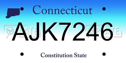 AJK7246 Connecticut License Plate