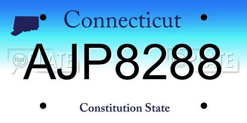 AJP8288 Connecticut License Plate