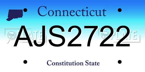 AJS2722 Connecticut License Plate