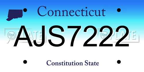 AJS7222 Connecticut License Plate