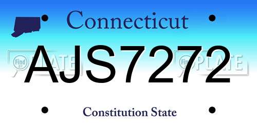 AJS7272 Connecticut License Plate