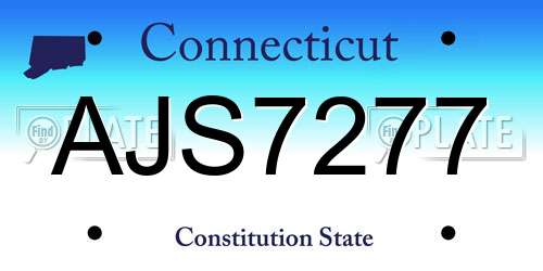 AJS7277 Connecticut License Plate
