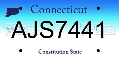 AJS7441 Connecticut License Plate