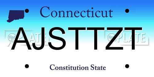 AJSTTZT Connecticut License Plate