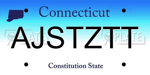 AJSTZTT Connecticut License Plate