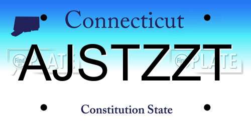 AJSTZZT Connecticut License Plate