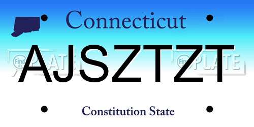AJSZTZT Connecticut License Plate
