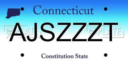 AJSZZZT Connecticut License Plate