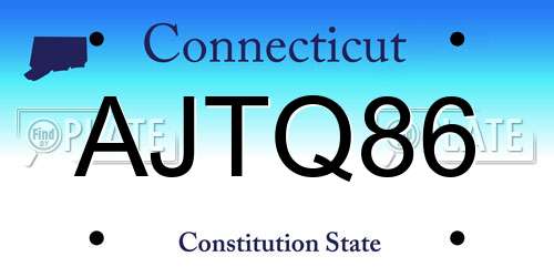 AJTQ86 Connecticut License Plate