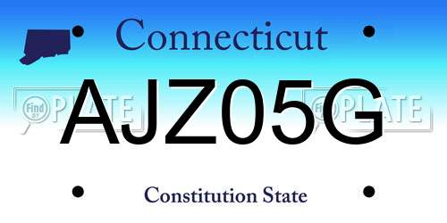 AJZ05G Connecticut License Plate