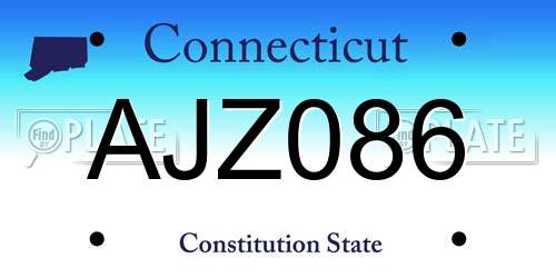 AJZ086 Connecticut License Plate