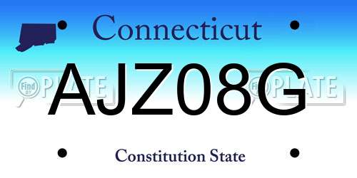 AJZ08G Connecticut License Plate