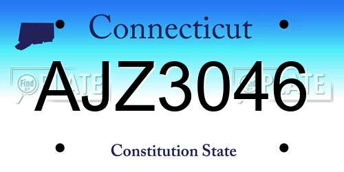 AJZ3046 Connecticut License Plate