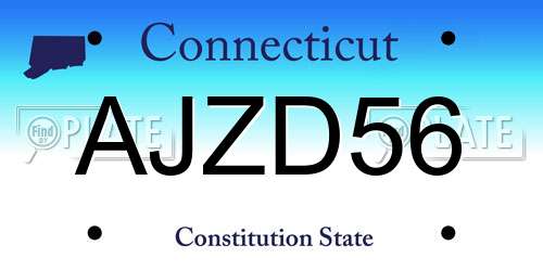 AJZD56 Connecticut License Plate