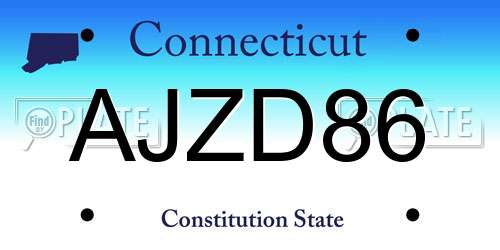 AJZD86 Connecticut License Plate