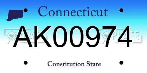 AK00974 Connecticut License Plate