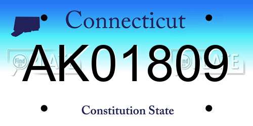 AK01809 Connecticut License Plate