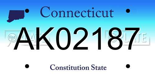 AK02187 Connecticut License Plate