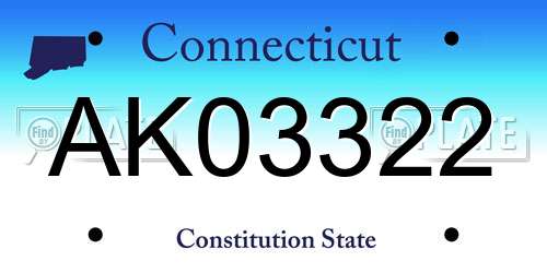 AK03322 Connecticut License Plate