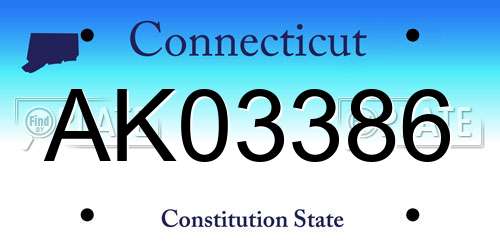 AK03386 Connecticut License Plate