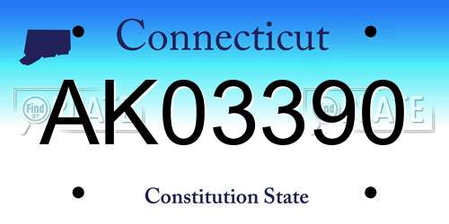 AK03390 Connecticut License Plate