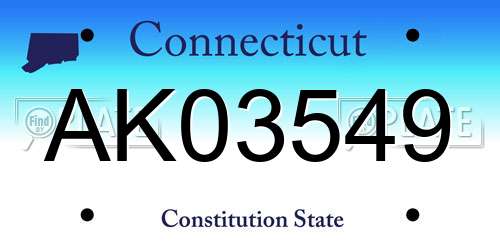 AK03549 Connecticut License Plate