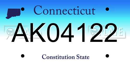 AK04122 Connecticut License Plate