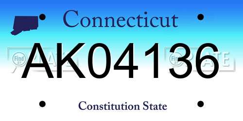 AK04136 Connecticut License Plate