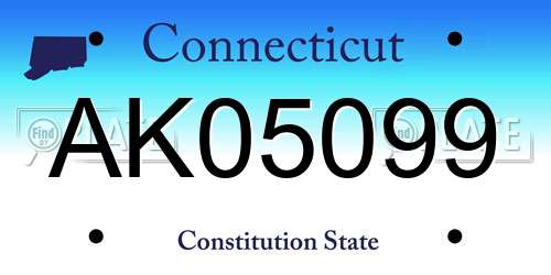 AK05099 Connecticut License Plate