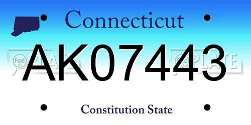 AK07443 Connecticut License Plate