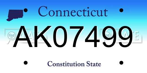 AK07499 Connecticut License Plate
